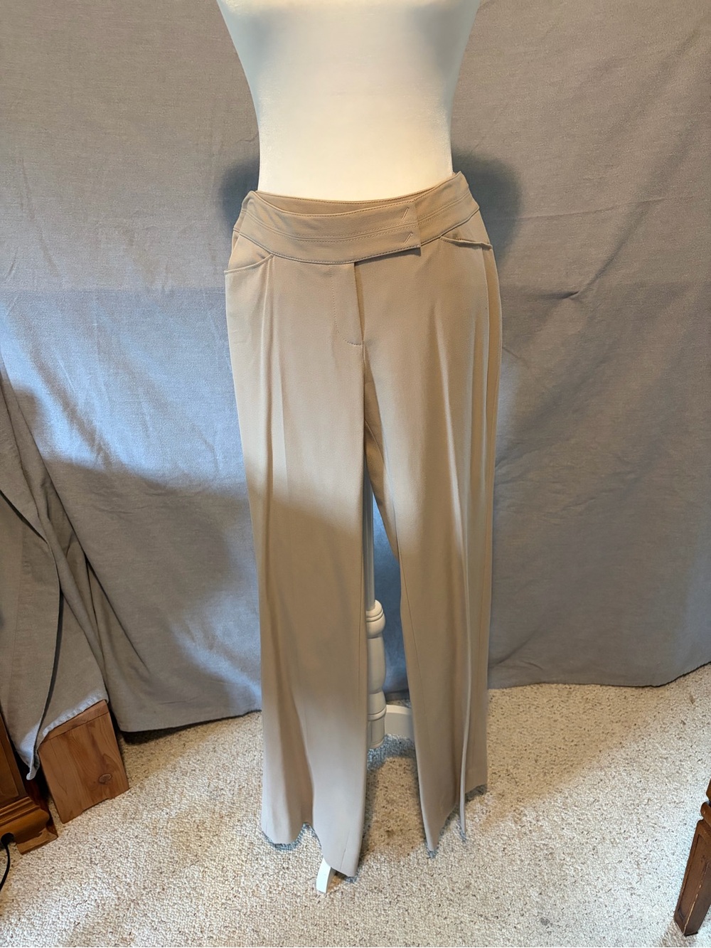 White House Black Market Taupe Wide-Leg Trousers